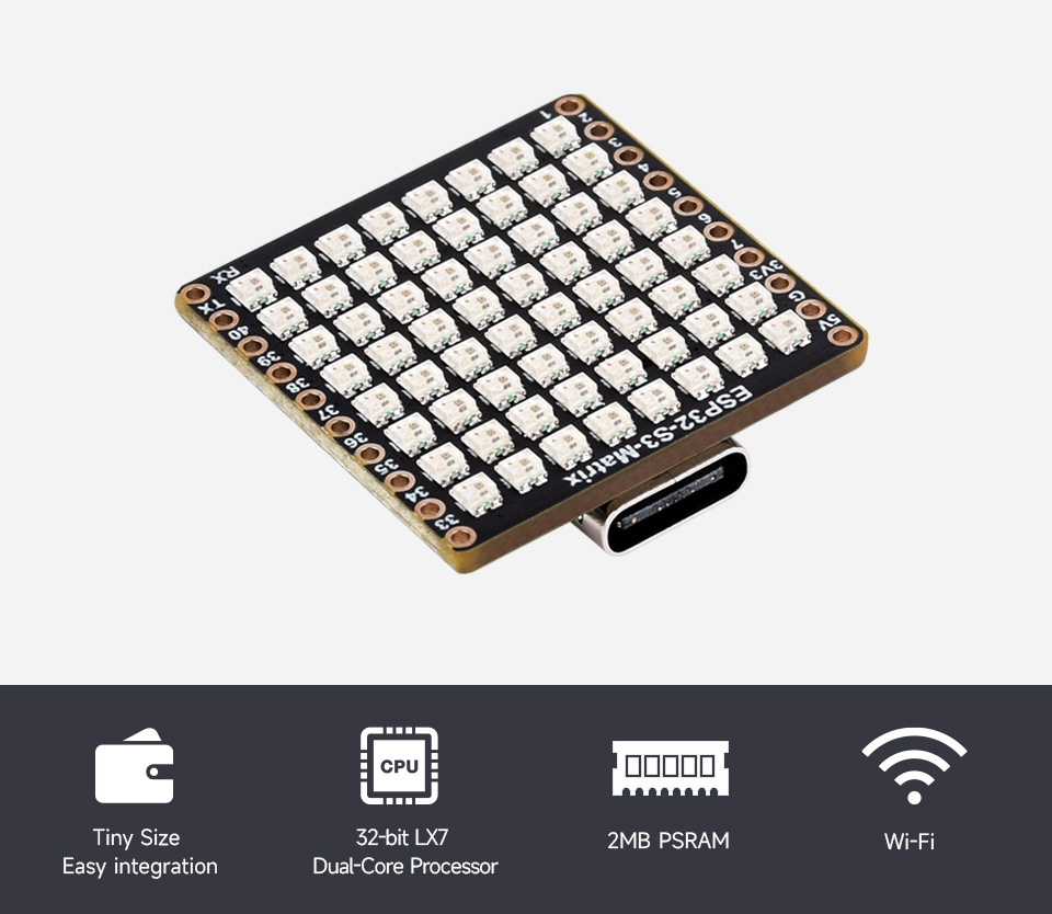 Waveshare ESP32-S3 RGB LED Matrix board