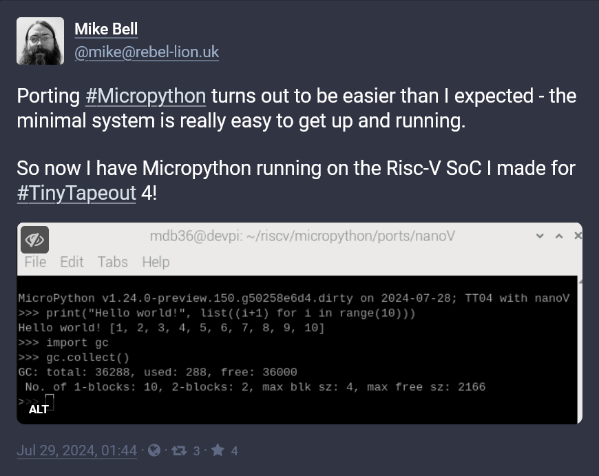 Mike Bell ports MicroPython