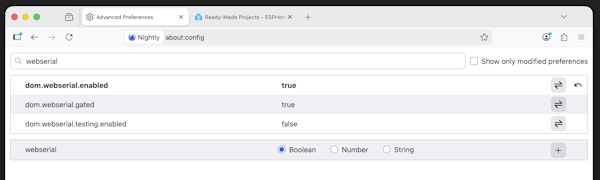 WebSerial in Firefox Nightly