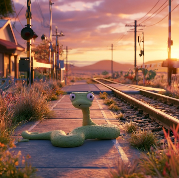 Snake at level crossing